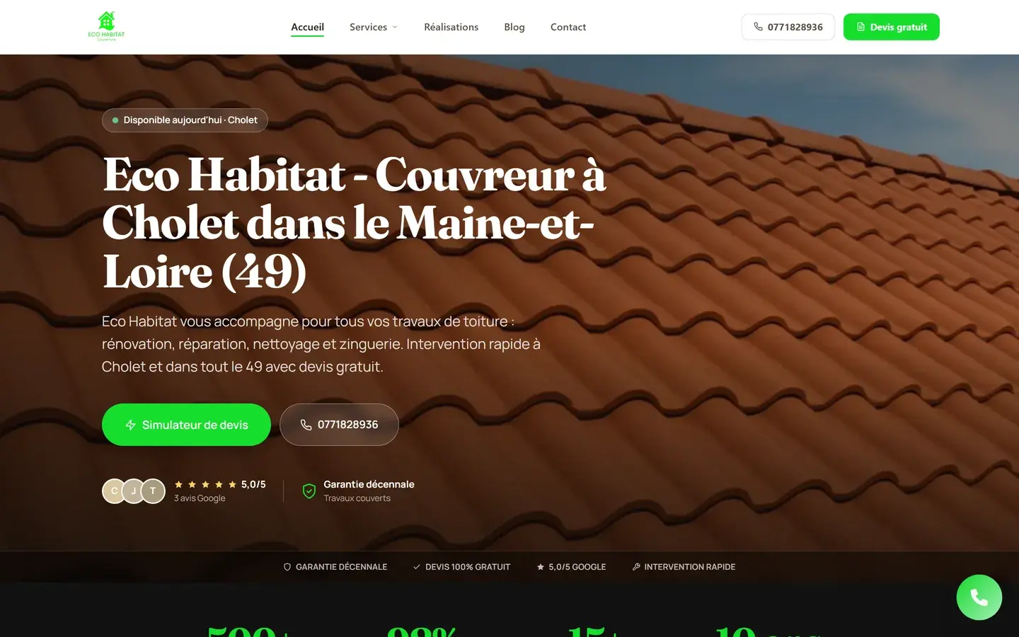 Site internet Eco Habitat créé par VBWEB