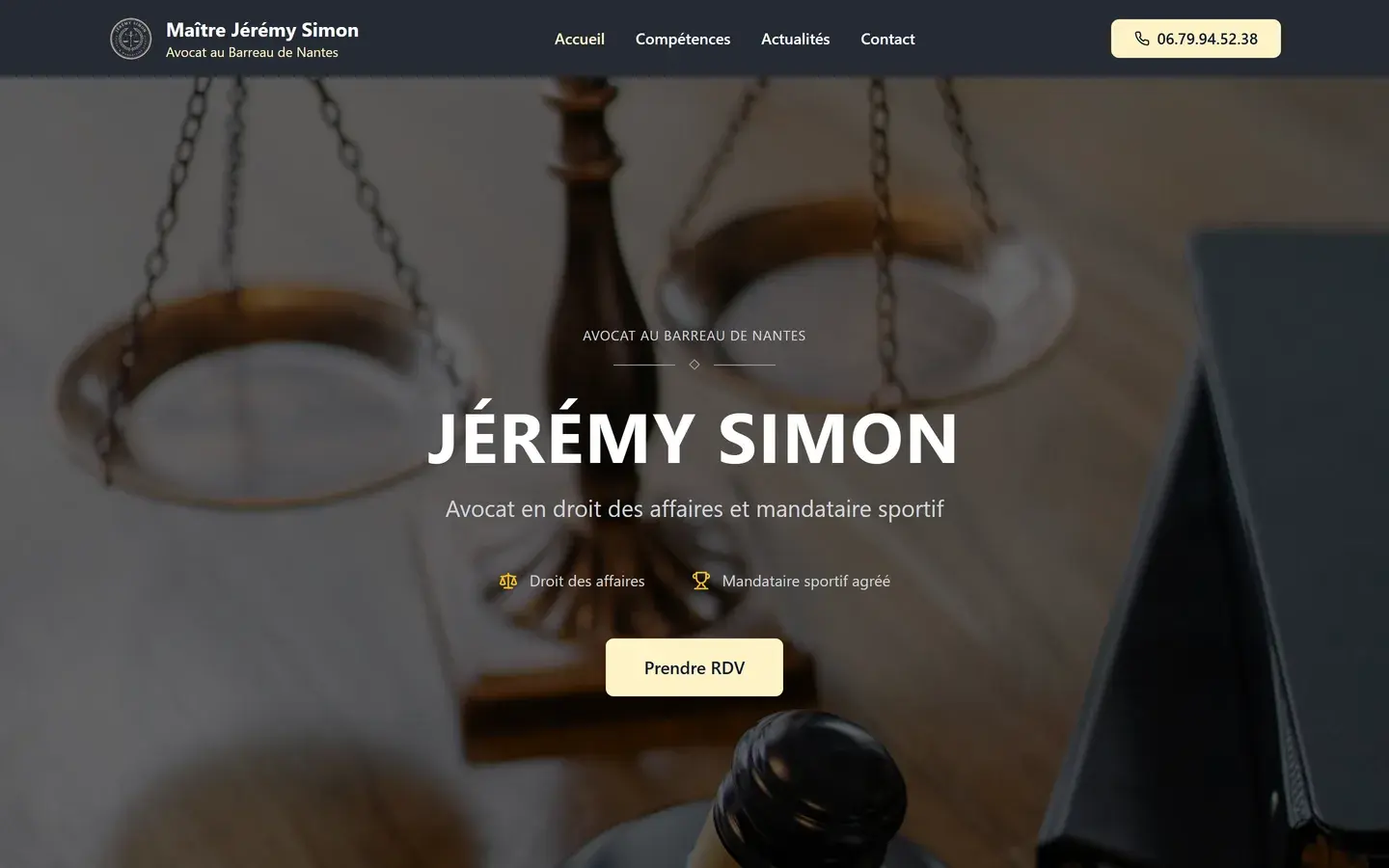 Site internet Jérémy Simon Avocat créé par VBWEB