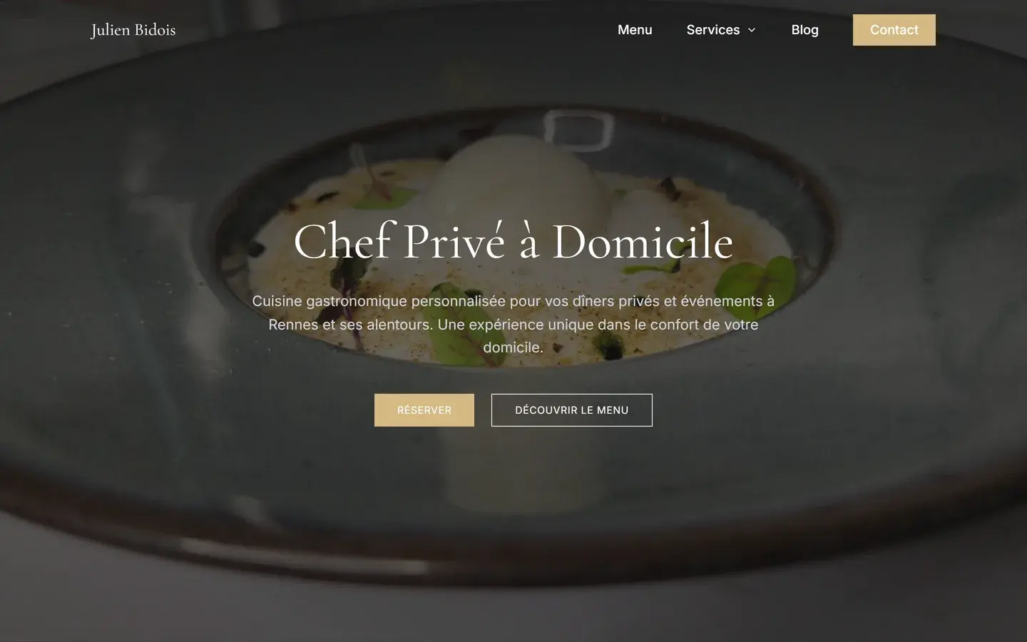 Site internet Julien Bidois Chef Privé créé par VBWEB